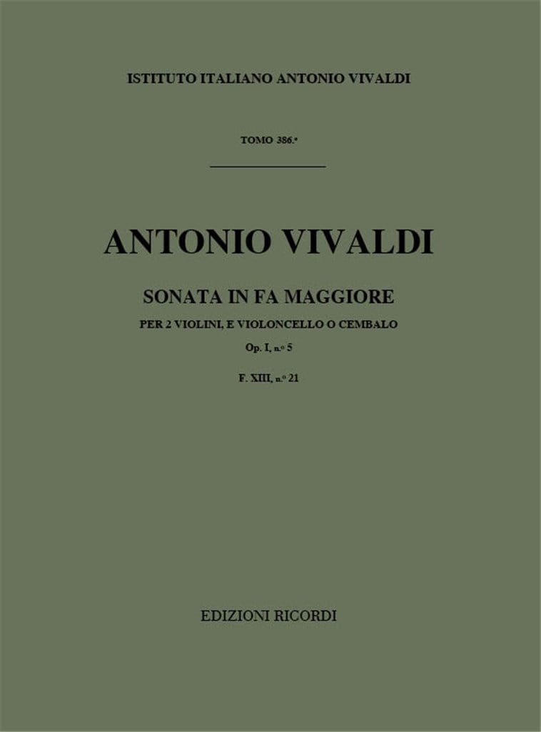 Sonate Per Vl. E B.C.: Per 2 Vl. In Fa Op.I N.5